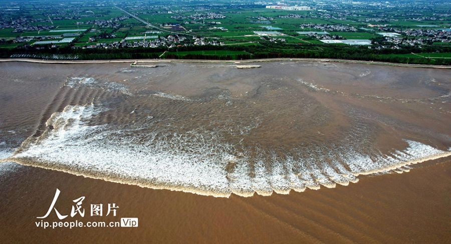 浙江海宁：钱塘秋汛“交叉潮”